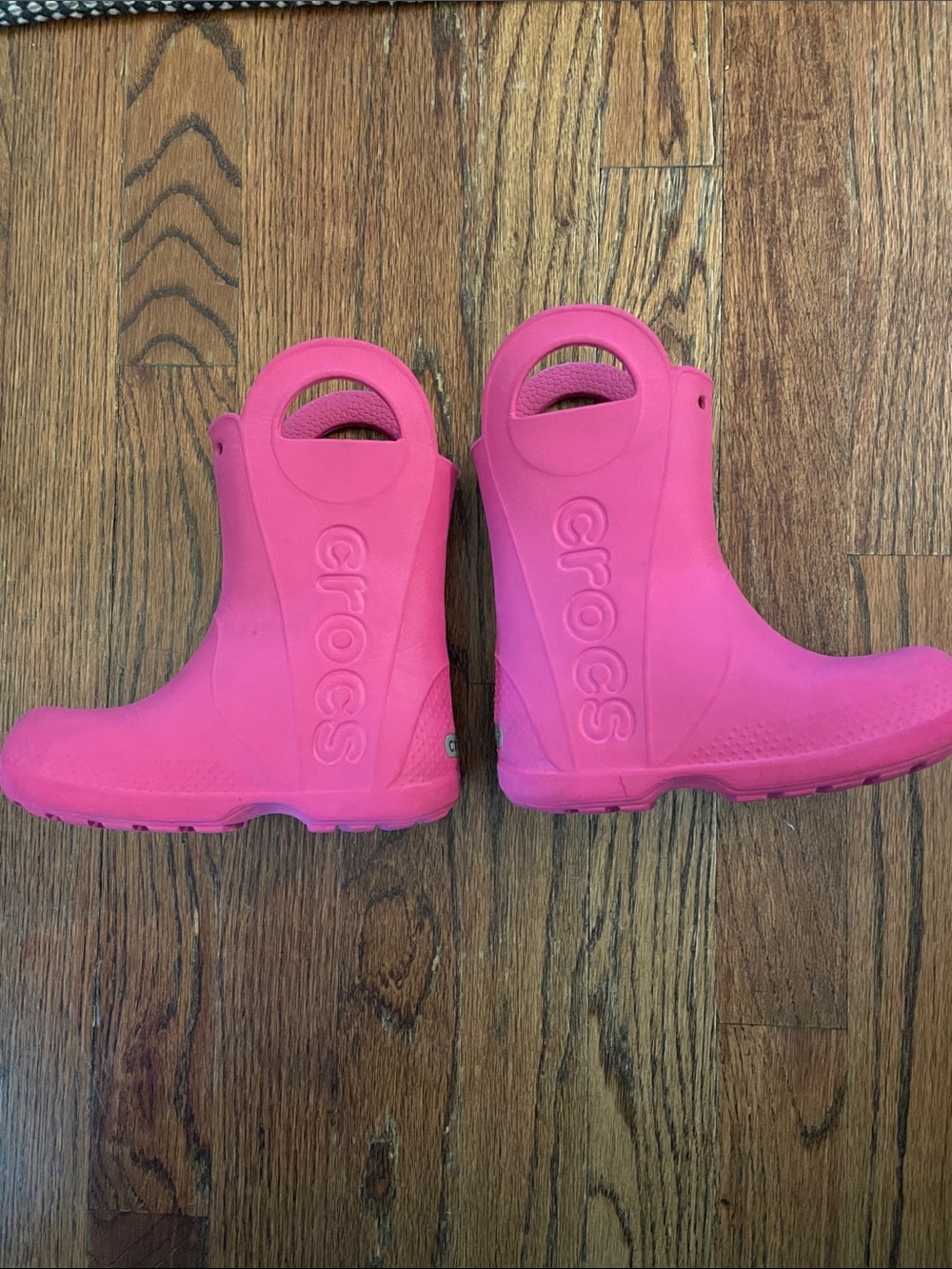 CROCS Kids' Hot Pink Waterproof Rain Boots with Easy Carry Handles